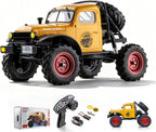BEEZRC FMS RC Crwaler 1/24 Scale FCX24 Power Wagon RTR V2 4WD 2.4GHz 3CH Offroad RC Car Model Vehicle Hobby Grade Remote Control Car(Yellow)
