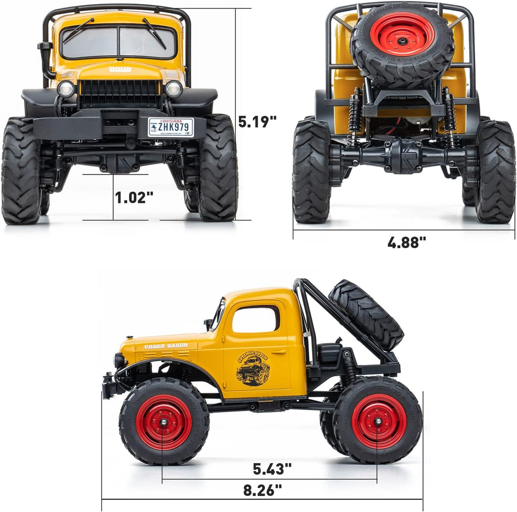 BEEZRC FMS RC Crwaler 1/24 Scale FCX24 Power Wagon RTR V2 4WD 2.4GHz 3CH Offroad RC Car Model Vehicle Hobby Grade Remote Control Car(Yellow)