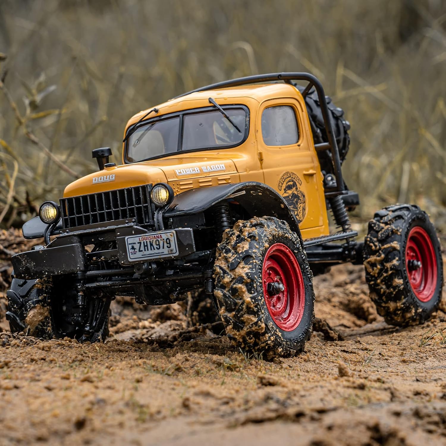 BEEZRC FMS RC Crwaler 1/24 Scale FCX24 Power Wagon RTR V2 4WD 2.4GHz 3CH Offroad RC Car Model Vehicle Hobby Grade Remote Control Car(Yellow)