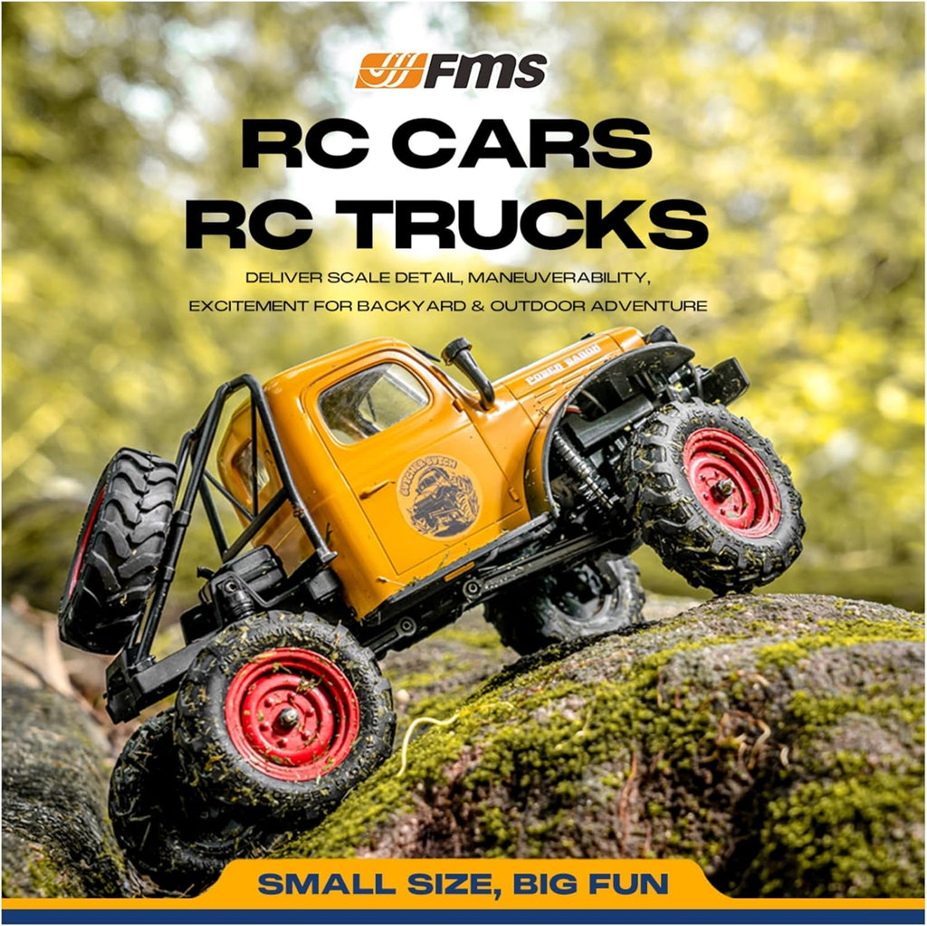 BEEZRC FMS RC Crwaler 1/24 Scale FCX24 Power Wagon RTR V2 4WD 2.4GHz 3CH Offroad RC Car Model Vehicle Hobby Grade Remote Control Car(Yellow)