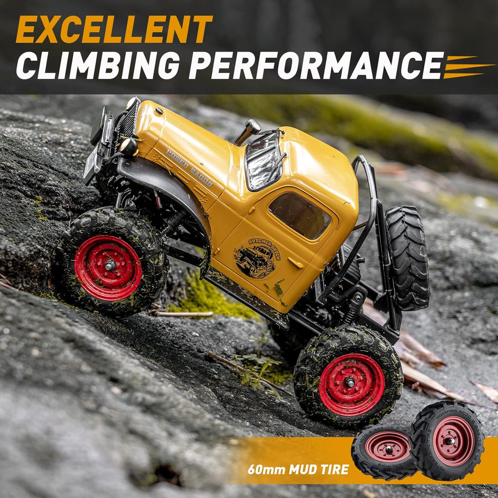 BEEZRC FMS RC Crwaler 1/24 Scale FCX24 Power Wagon RTR V2 4WD 2.4GHz 3CH Offroad RC Car Model Vehicle Hobby Grade Remote Control Car(Yellow)