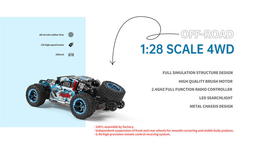 WLtoys 284161 1:28 4WD RC Car with LED Lights 2.4G Radio Remote Control Car Off-Road Drift Monster Trucks Toys for Kids 2023 New (284161 1B)